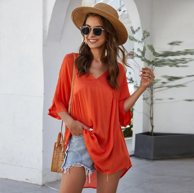 Solid Flowy Mini Dress - Image 17