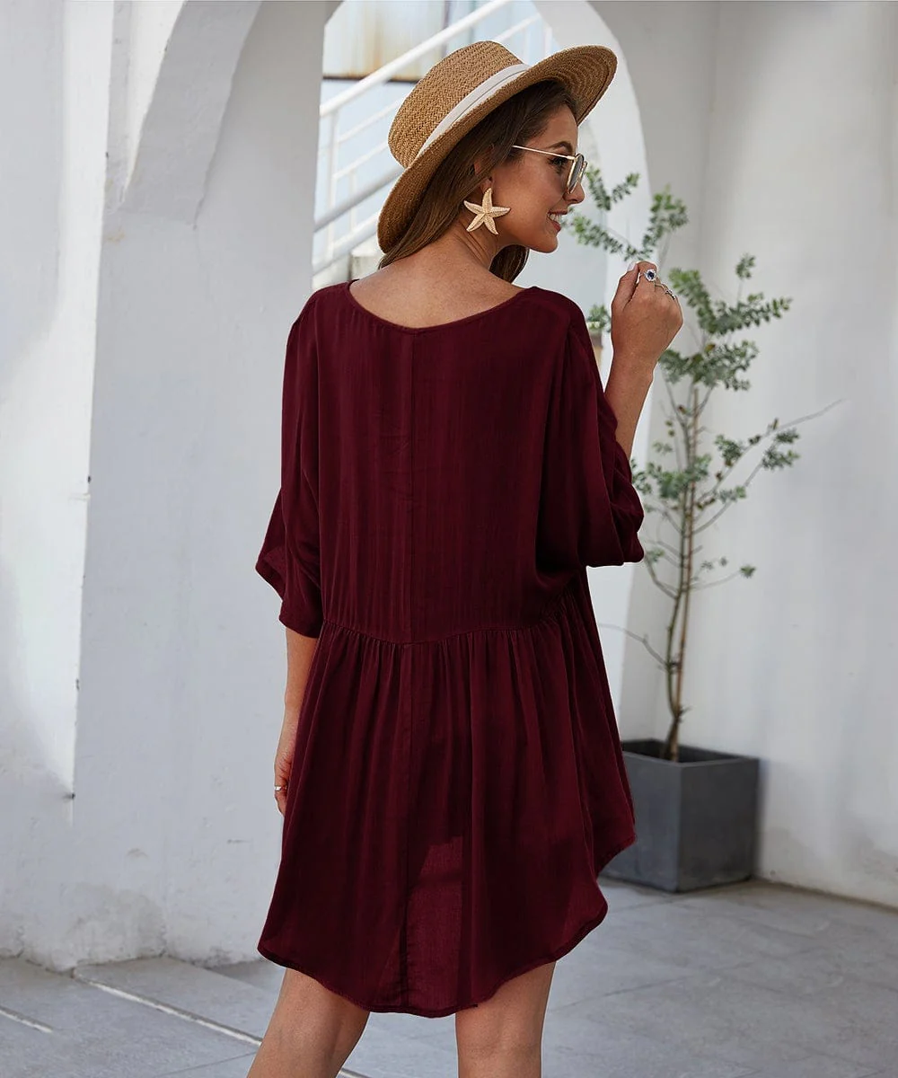 Solid Flowy Mini Dress - Image 19