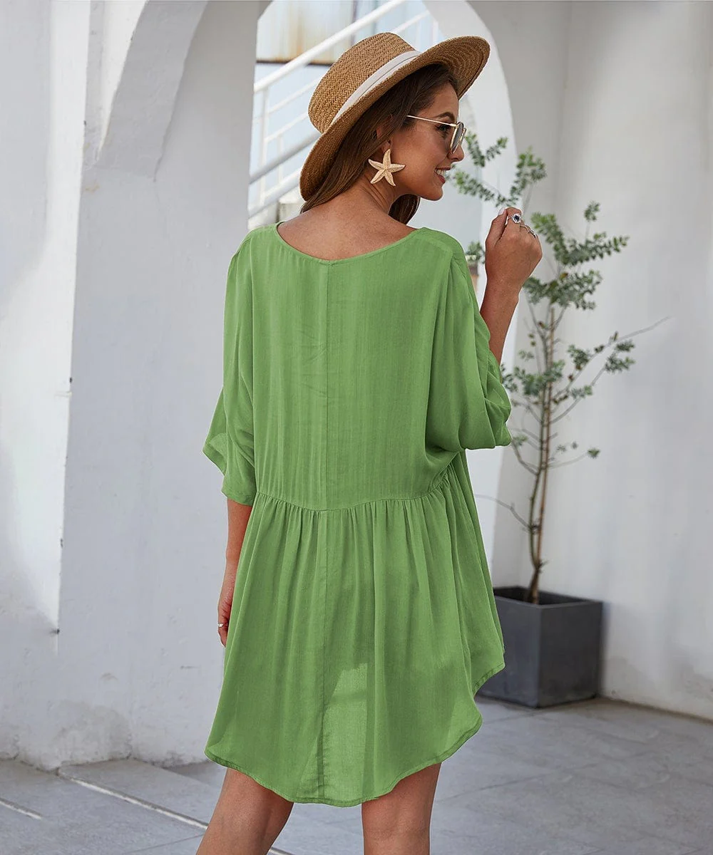 Solid Flowy Mini Dress - Image 20