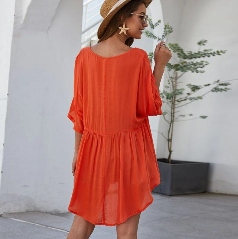 Solid Flowy Mini Dress - Image 21