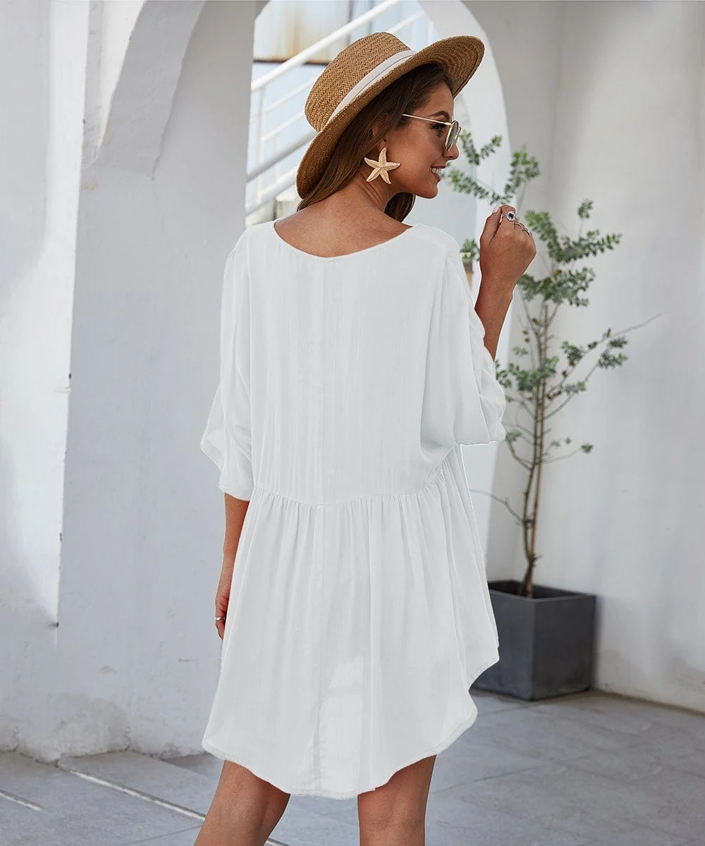 Solid Flowy Mini Dress - Image 22