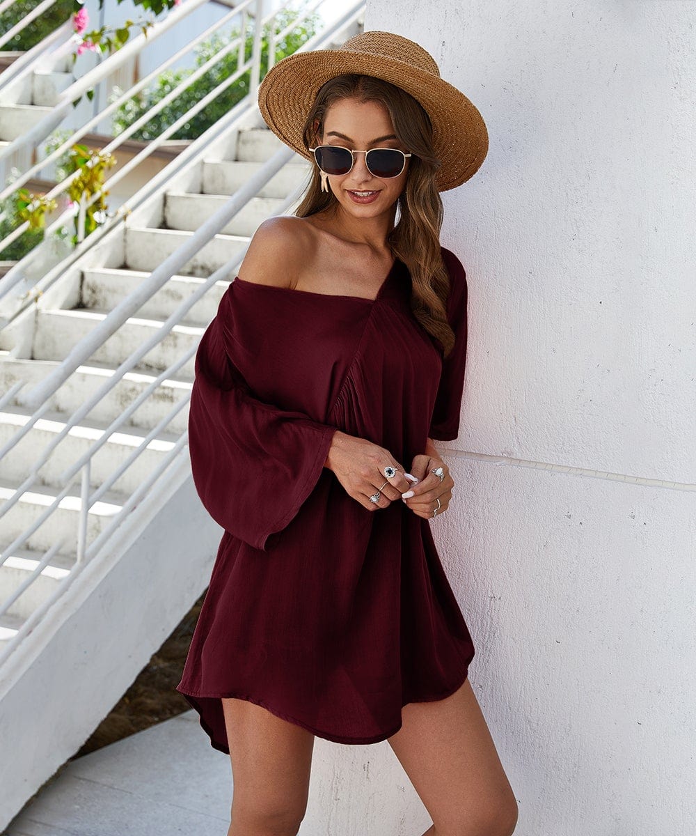 Solid Flowy Mini Dress - Image 8
