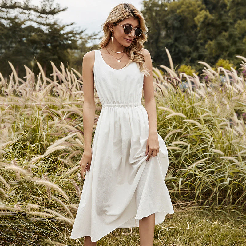 Solid Gartered Waist Dress - Image 2