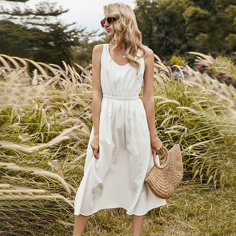 Solid Gartered Waist Dress - Image 3