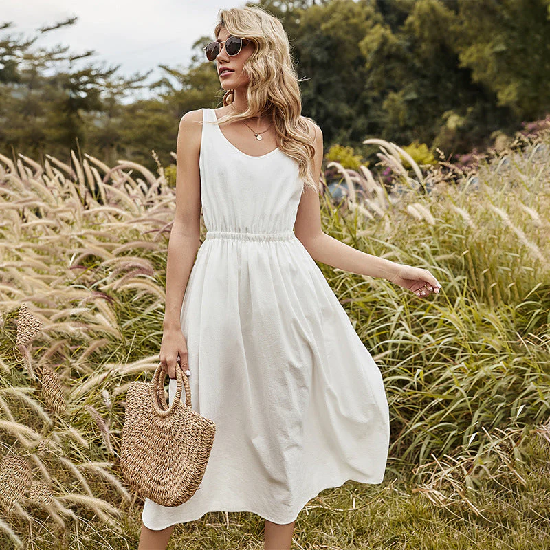 Solid Gartered Waist Dress - Image 4