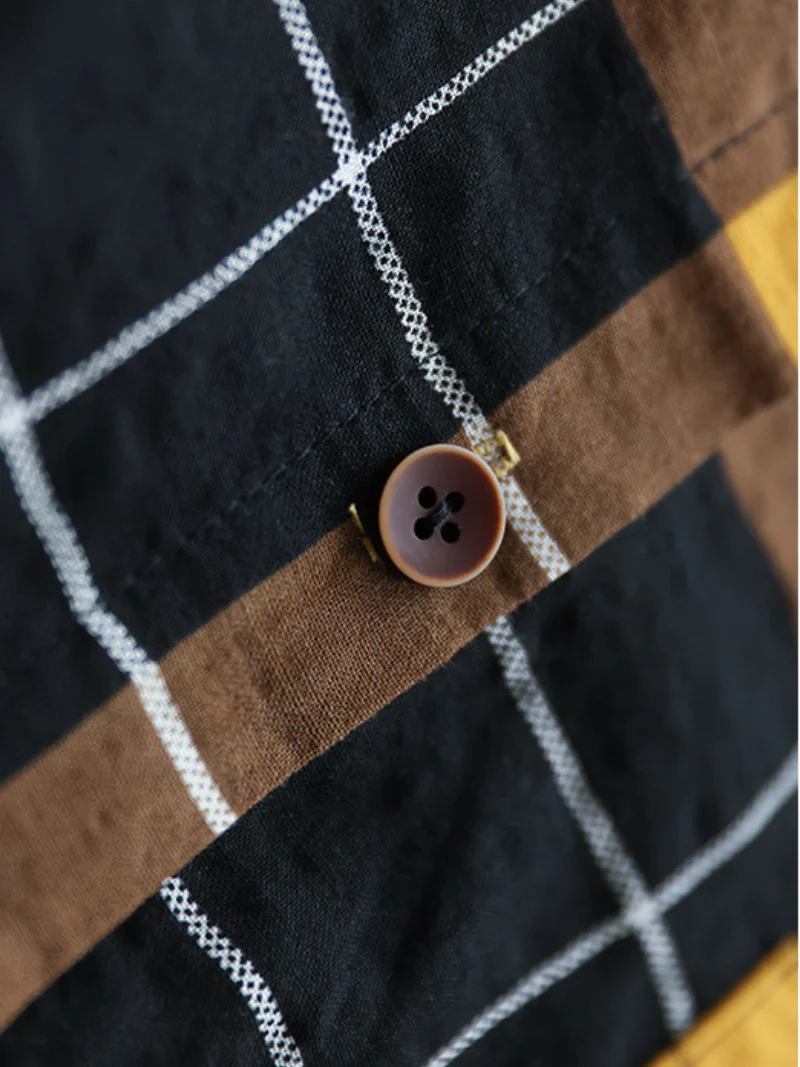 Spring Long Sleeve Stylish Lapel Plaid Loose Causal Shirt Dress - Image 4