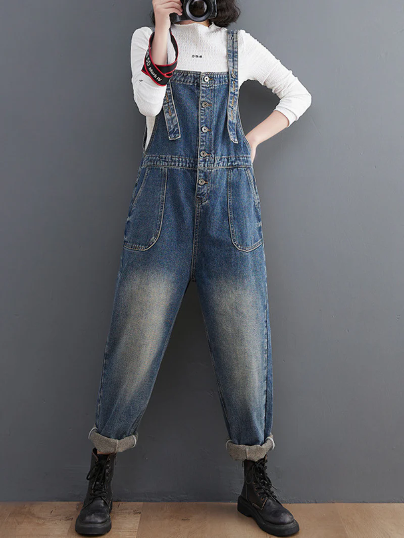 Spring Stylish Large Size Loose Denim Overalls - Image 2