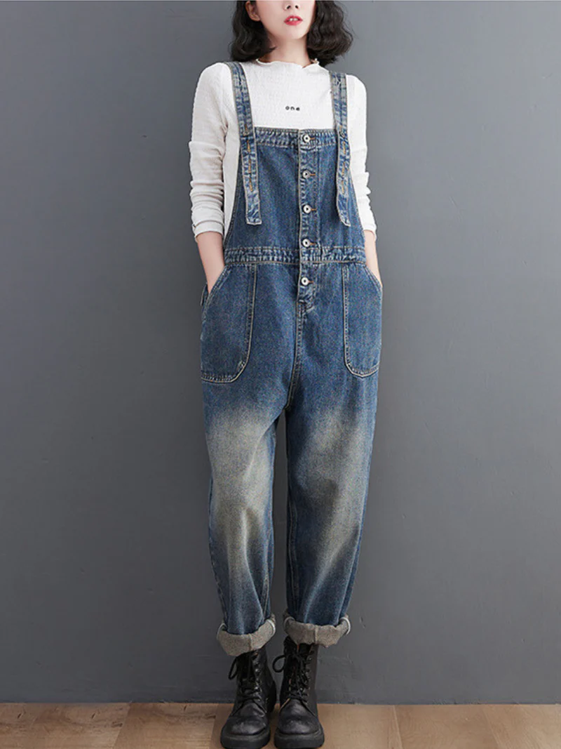 Spring Stylish Large Size Loose Denim Overalls - Image 4