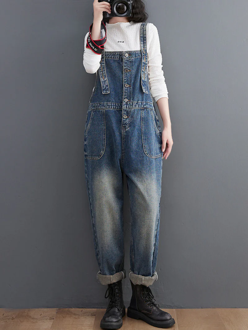 Spring Stylish Large Size Loose Denim Overalls - Image 5