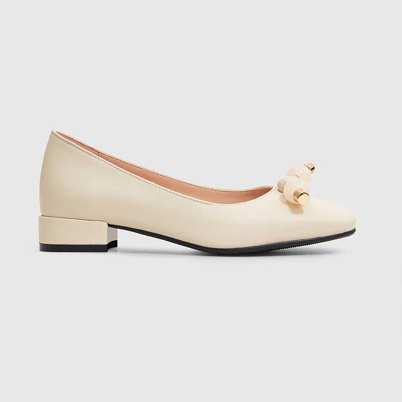 Square Head Pure Pearl Casual Flats - Image 2