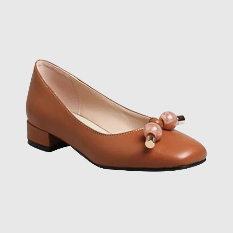 Square Head Pure Pearl Casual Flats - Image 4