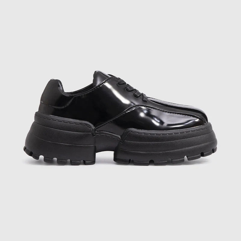 Square Toe Loafers Lace-up Sneakers Black - Image 2