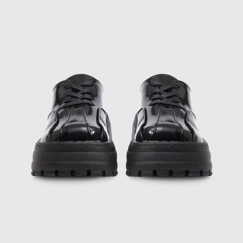 Square Toe Loafers Lace-up Sneakers Black - Image 3