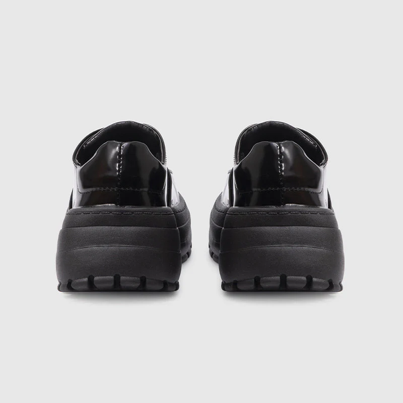 Square Toe Loafers Lace-up Sneakers Black - Image 4
