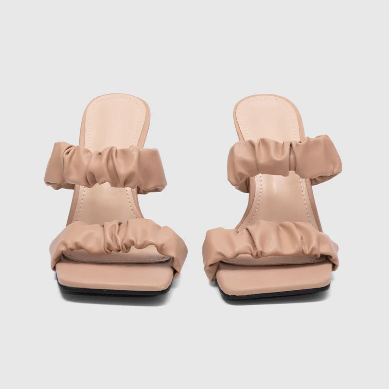 Square Toe Slide Sandals Apricot - Image 3