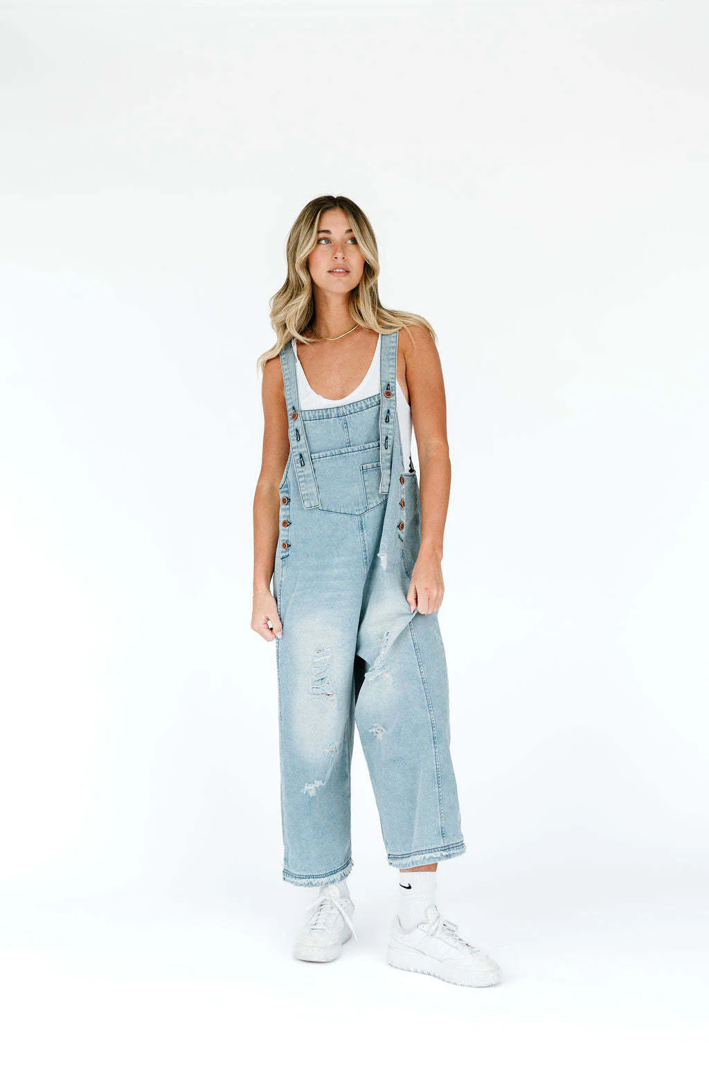 State of The Heart Denim Ripped Cropped Overall Dungarees - Image 10