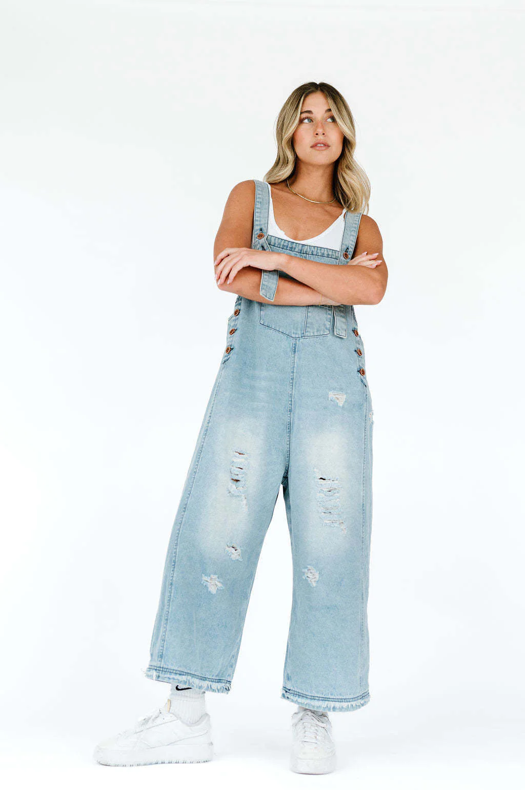 State of The Heart Denim Ripped Cropped Overall Dungarees - Image 11