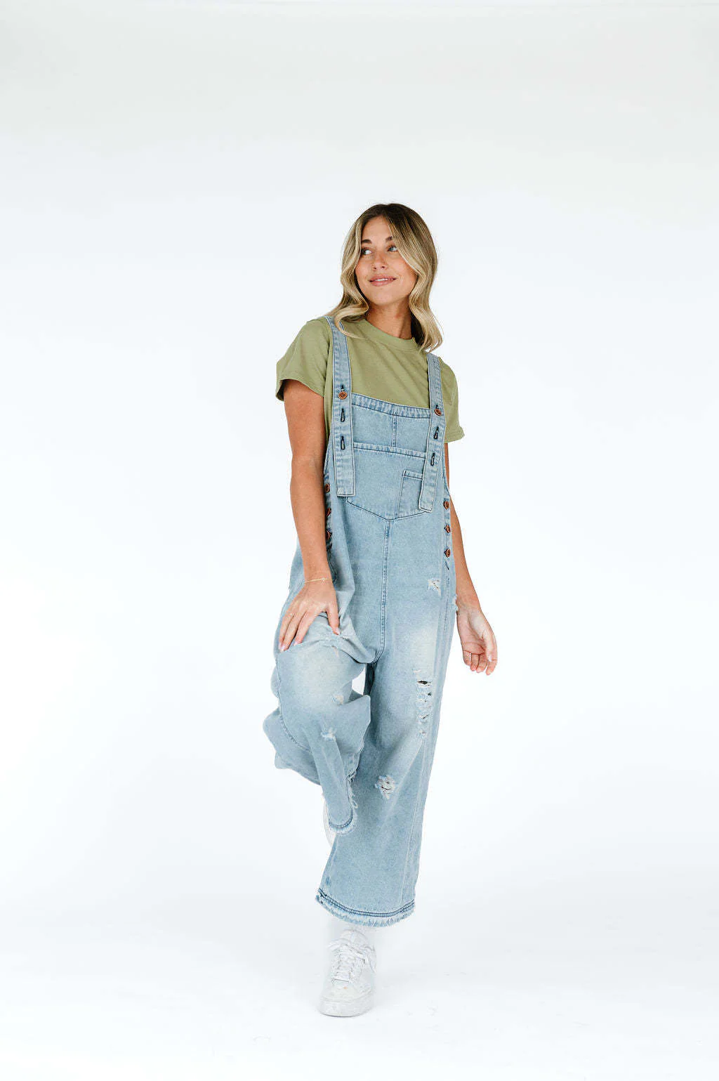 State of The Heart Denim Ripped Cropped Overall Dungarees - Image 13