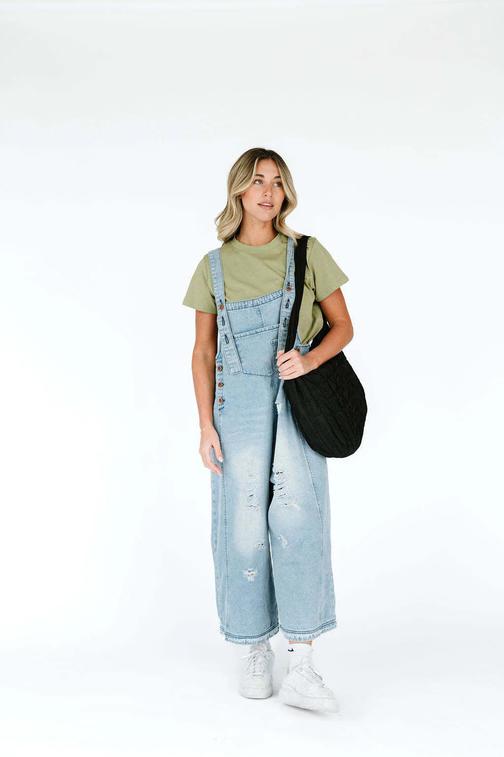 State of The Heart Denim Ripped Cropped Overall Dungarees - Image 14