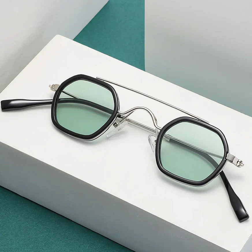 Steampunk Style Sunglasses: Small Round Frame, UV400, Retro Square Design - Image 10