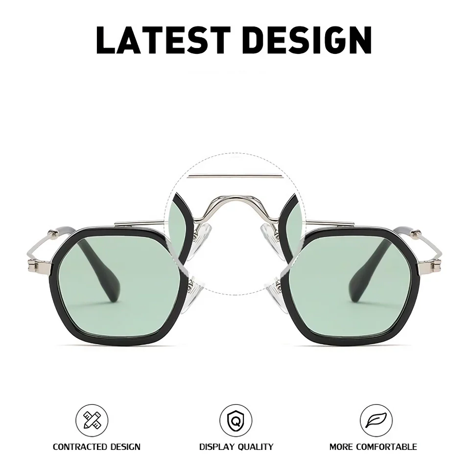 Steampunk Style Sunglasses: Small Round Frame, UV400, Retro Square Design - Image 11