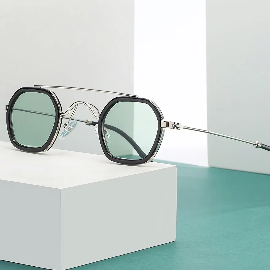 Steampunk Style Sunglasses: Small Round Frame, UV400, Retro Square Design - Image 12