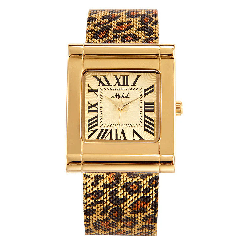 Steel Belt Leopard Print Mesh Square Watch For Women - Image 5