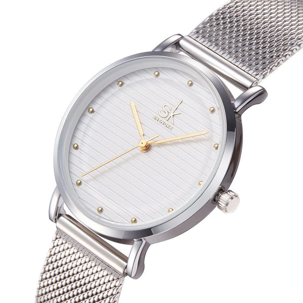 Steel eMsh Belt Waterproof Simple Quartz Watch