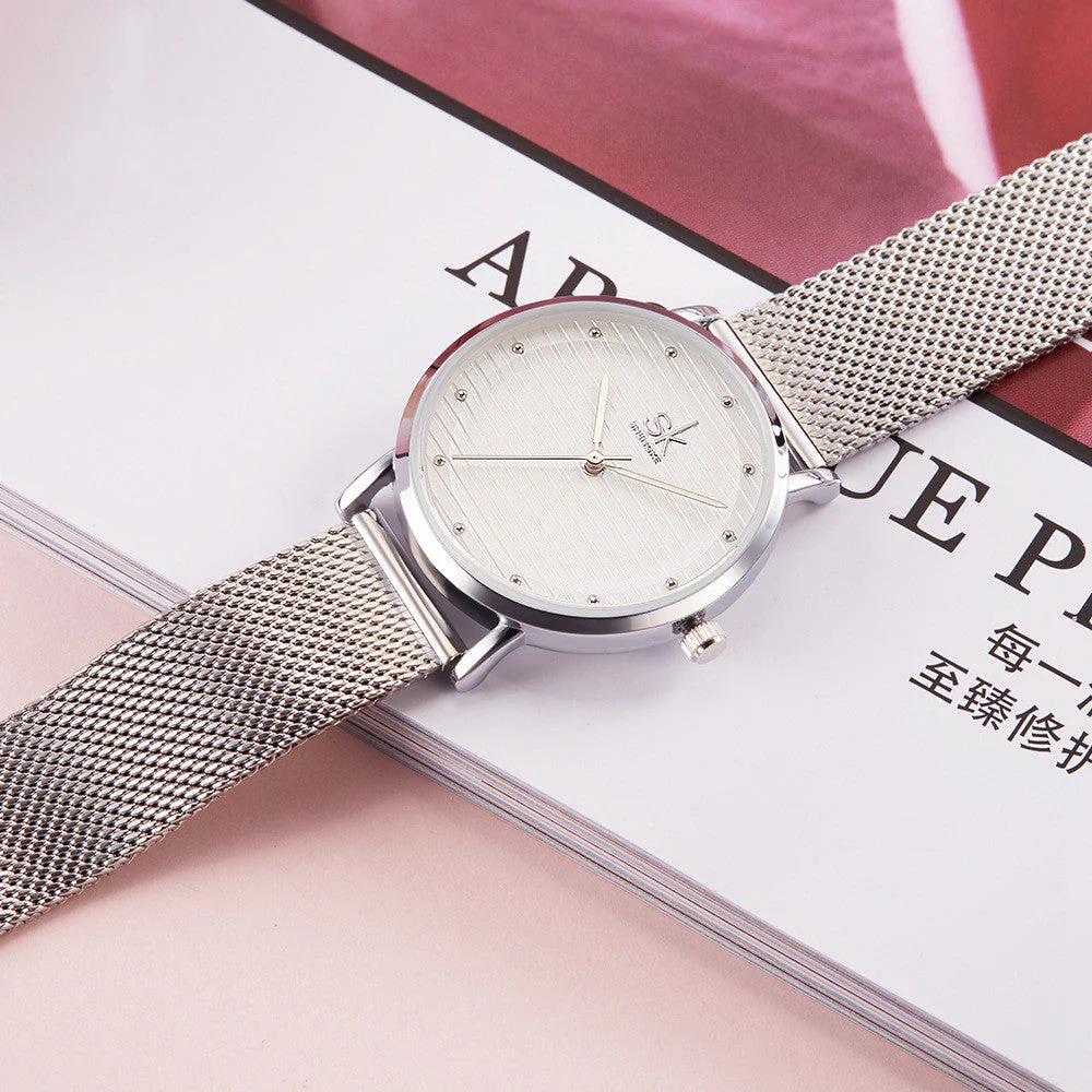 Steel eMsh Belt Waterproof Simple Quartz Watch - Image 5