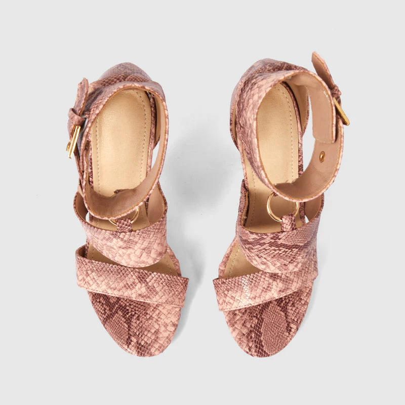 Stiletto Heels with Hollow Buckles Pink - Image 5
