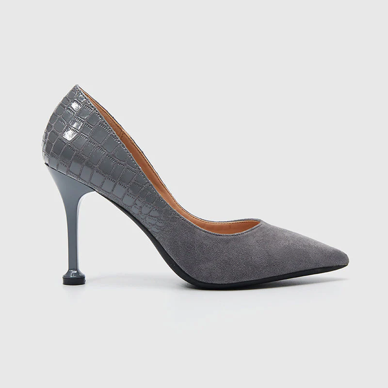 Stiletto Pointy Toe Pumps Grey - Image 2