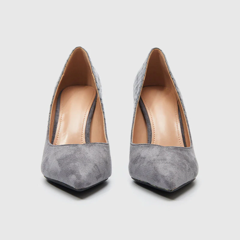Stiletto Pointy Toe Pumps Grey - Image 3