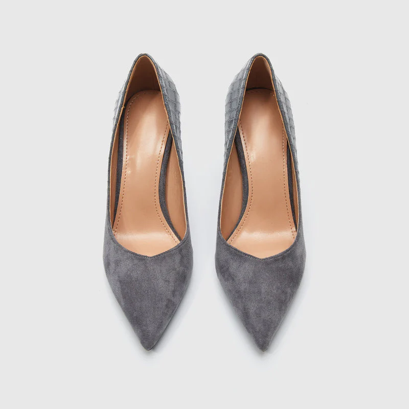 Stiletto Pointy Toe Pumps Grey - Image 4