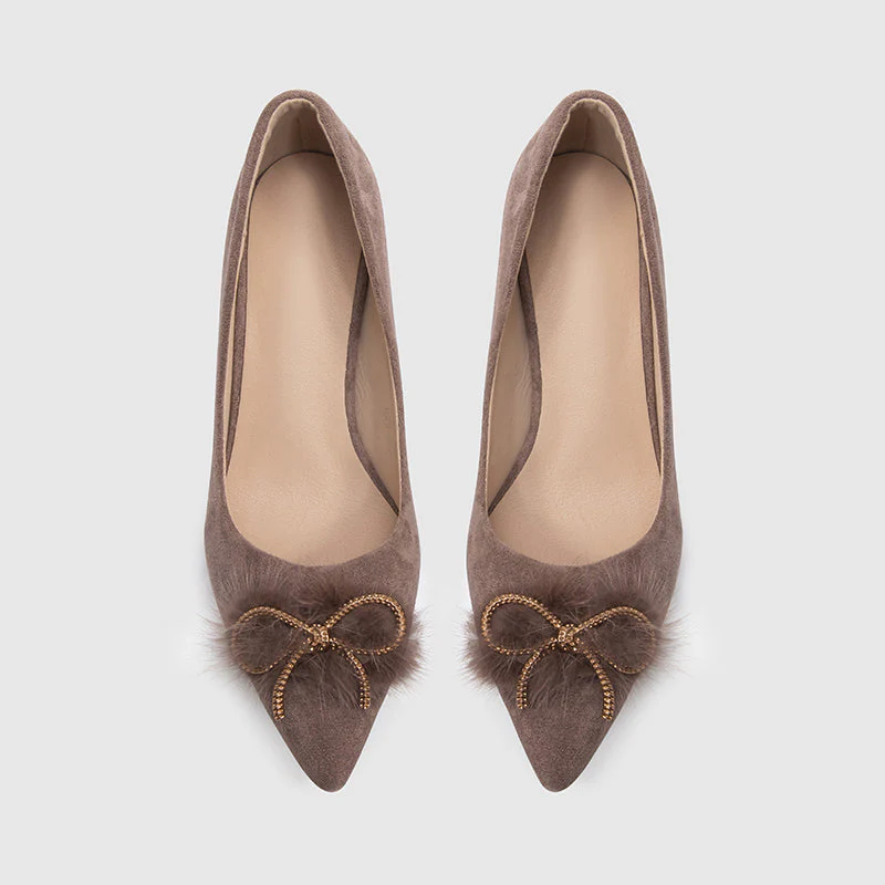 Stiletto Suede Pointy Toe Pumps Khaki - Image 5