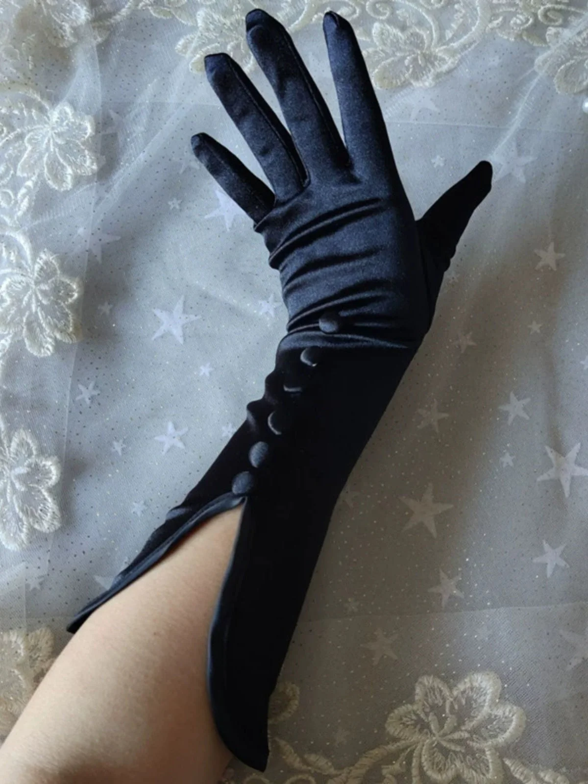 Studio Photographer's Wedding Dress Satin Gloves - Image 3