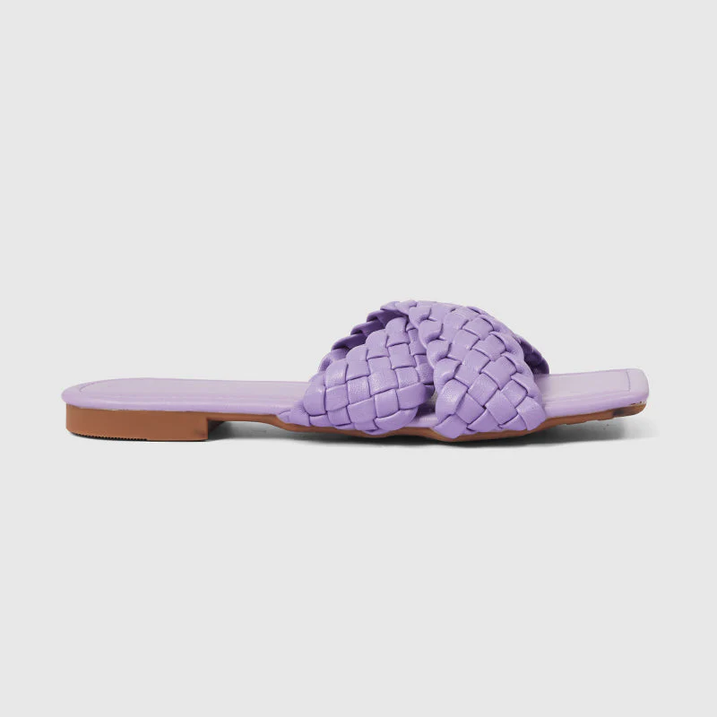 Summer Woven Slippers Soft Flats Purple - Image 2