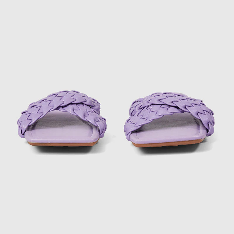Summer Woven Slippers Soft Flats Purple - Image 3