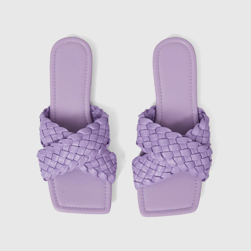 Summer Woven Slippers Soft Flats Purple - Image 5