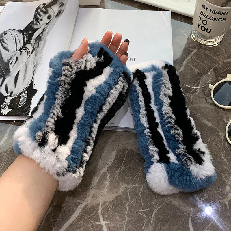 Sweet Warm And Thickened Rex Rabbit Fur Gloves - Image 12