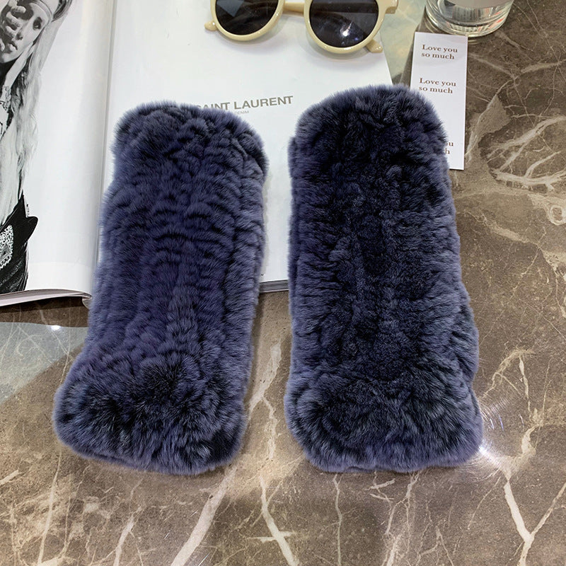 Sweet Warm And Thickened Rex Rabbit Fur Gloves - Image 13