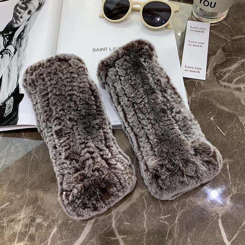 Sweet Warm And Thickened Rex Rabbit Fur Gloves - Image 16
