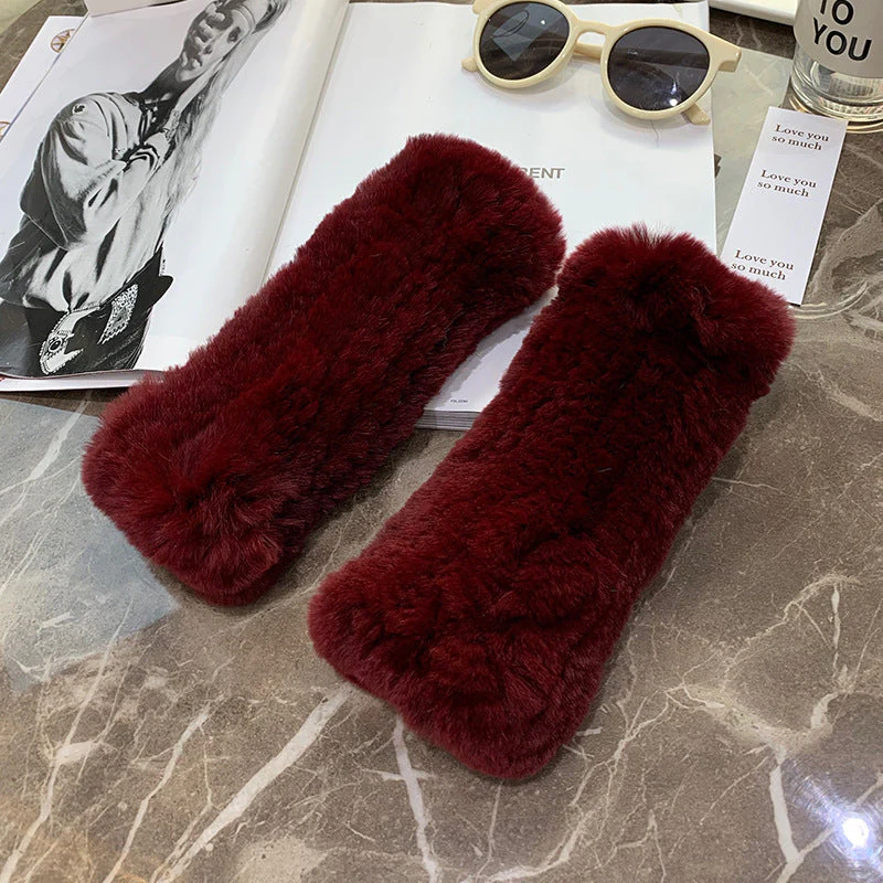 Sweet Warm And Thickened Rex Rabbit Fur Gloves - Image 18