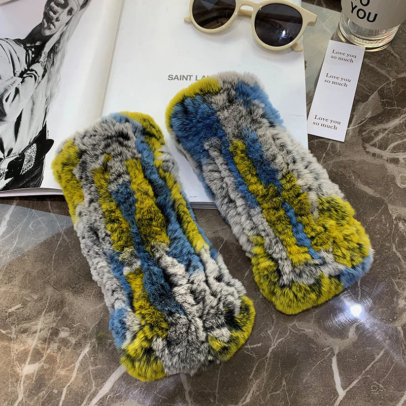 Sweet Warm And Thickened Rex Rabbit Fur Gloves - Image 19