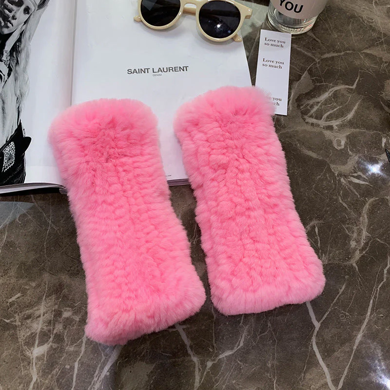 Sweet Warm And Thickened Rex Rabbit Fur Gloves - Image 23