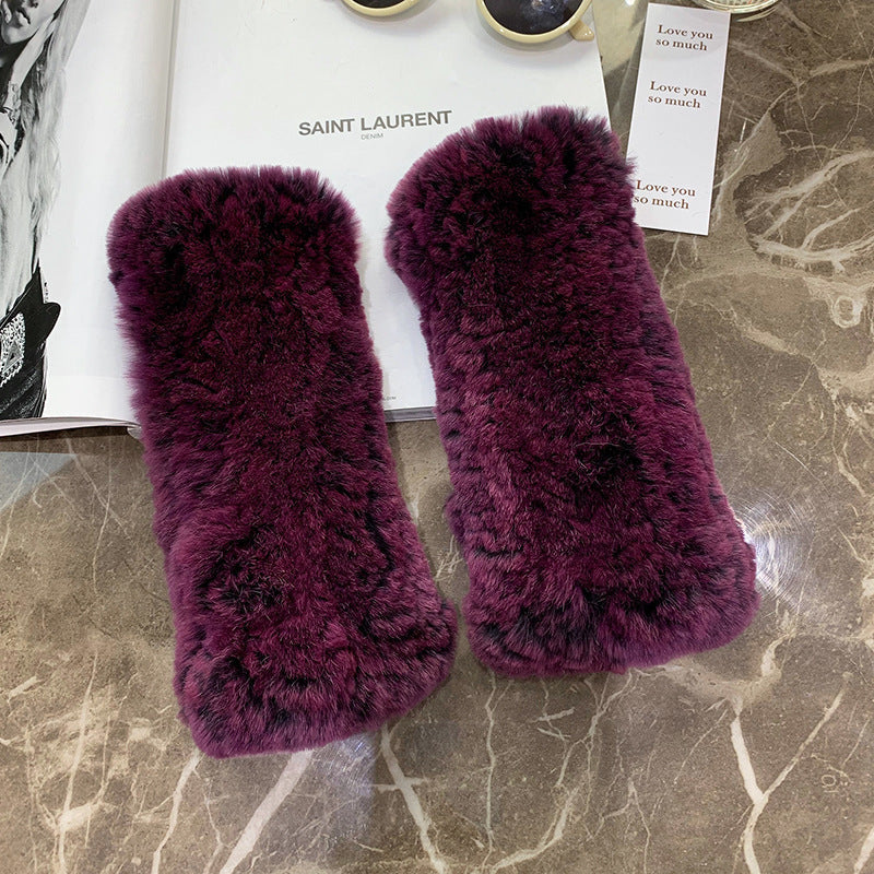 Sweet Warm And Thickened Rex Rabbit Fur Gloves - Image 24