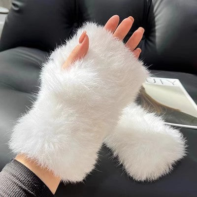Sweet Warm And Thickened Rex Rabbit Fur Gloves - Image 26
