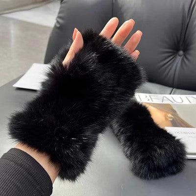 Sweet Warm And Thickened Rex Rabbit Fur Gloves - Image 27