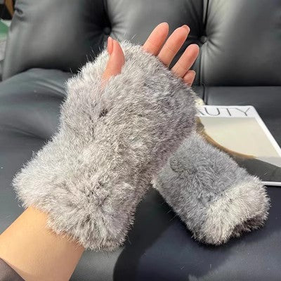 Sweet Warm And Thickened Rex Rabbit Fur Gloves - Image 28