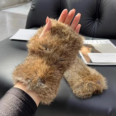 Sweet Warm And Thickened Rex Rabbit Fur Gloves - Image 29