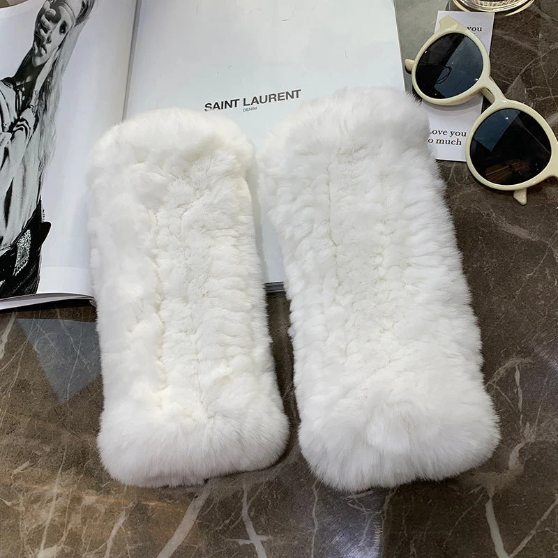 Sweet Warm And Thickened Rex Rabbit Fur Gloves - Image 8